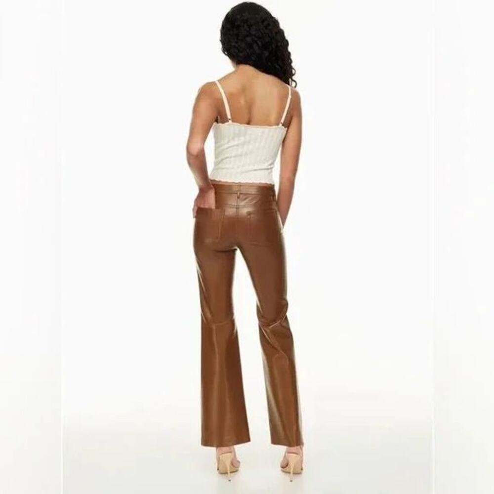 Aritzia Wilfred Babaton Melina Flare Cognac Vergan Faux Leather Pants - Picture 6 of 16
